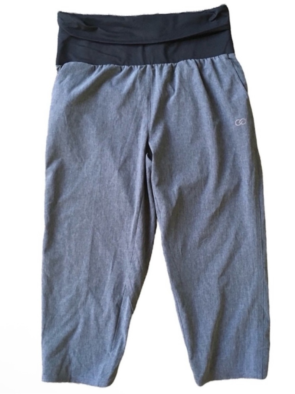 CALIA by Carrie Underwood Blue Capri Yoga Jumpsuit Pants with Black Waistband - Picture 2 of 8